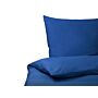 Bedding Set Blue Cotton 200 X 220 Cm Solid Pattern Duvet Cover And Pillowcase Modern Elegant