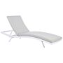 Garden Sun Lounger Light Grey Fabric White Aluminium Frame Adjustable Reclining Backrest Padded With Quick Dry Foam Modern Style Beliani