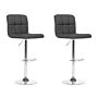 Set Of 2 Kitchen Bar Stools Black Swivel Adjustable Height