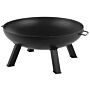 Fire Pit Heater Black Steel Low Bowl Shape Outdoor Garden