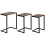 Homcom Nesting Side Tables Set Of 3, C-shaped Snack Side Tables With Steel Frame For Sofa Couch And Bed, Rustic Brown