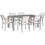 Garden Dining Set White With Grey Granite Table Top 6 Seats 180 X 90 Cm