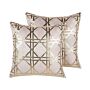 Set Of 2 Decorative Cushions Pink Diamond Geometric Pattern 45 X 45 Cm Foil Print