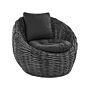 Garden Chair Black Natural Rattan Wicker With Polyester Cushion Modern Design Outdoor Lounging Furniture Beliani