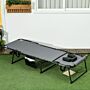 Outsunny Folding Sun Lounger W/ 5-level Reclining Back, Tanning Chair W/ Reading Hole, Outdoor Sun Lounger With Side Pocket, Headrest