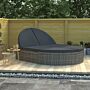 Vidaxl 2-person Sun Lounger With Cushions Poly Rattan Grey