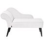 Chaise Lounge White Polyester Fabric Upholstery Black Wood Legs Left Hand