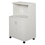 Homcom Microwave Cart On Wheels Utility Trolley Storage Sideboard Bookcase With 2-door Cabinet, 97h X 60.4w X 40.3dcm, White