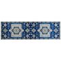 Runner Rug Blue And Beige Polyester 60 X 200 Cm Geometric Pattern Anti-slip Bottom