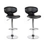 Set Of 2 Bar Chairs Black Faux Leather Upholstery Footstool Swivel Gas Lift Adjustable Height