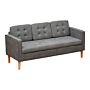 Homcom Modern 3-seater Sofa Button-tufted Fabric Couch With Hidden Storage Rubberwood Legs, Grey