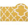 Area Rug Yellow Wool 80 X 150 Cm Trellis Quatrefoil Pattern Hand Tufted Oriental Moroccan Clover