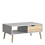 Oslo Coffee Table 1 Drawer 1 Shelf In White And Oak