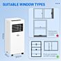 Homcom Mobile Air Conditioner White W/ Remote Control Cooling Dehumidifying Ventilating - 557w