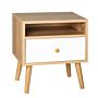 Homcom Bedside Table, Bedside Cabinet With Drawer And Shelf, Modern Nightstand, End Table, Natural