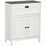 Kleankin Bathroom Floor Cabinet, Freestanding Storage Cupboard With Drawer, Double Door Cabinet And Adjustable Shelf, White