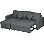 Homcom Corner Sofa Bed With Storage, 3 Seater Pull Out Sofa Bed, Convertible L Shape Sofa Couch With Reversible Chaise Lounge, Dark Grey