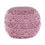 Knitted Pouffe Pink Cotton Chunky Crochet Round Braided Footstool