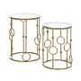 Homcom Round Coffee Tables Set Of 2, Gold Nest Of Tables With Tempered Glass Top, Steel Frame, Gold