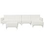 Corner Sofa Bed White Faux Leather Tufted Modern L-shaped Modular 5 Seater With Ottoman Left Hand Chaise Longue