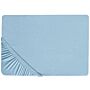 Fitted Sheet Blue Cotton 180 X 200 Cm Solid Pattern Classic Elastic Edging