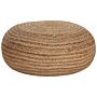 Pouffe Beige Natural Colour Jute Woven ⌀ 50 Cm Eps Filling Round Boho Style Ottoman