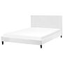 Eu Super King Size Panel Bed 6ft White Velvet Slatted Frame