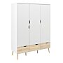 Oslo Wardrobe 3 Doors 3 Drawers In White And Oak