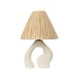 Table Lamp White Ceramic Base Paper Natural Shade Bedside Table Light