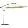 Outsunny 3m Parasol Cantilever Parasol Patio Banana Hanging Umbrella Sun Shade With Crank & Tilt, 8 Ribs And Cross Base, Cream White