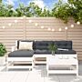 Vidaxl 5 Piece Garden Lounge Set White Solid Wood Pine