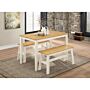 Washington Dining Set With 2 Benches Nat Oak & White