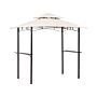 Gazebo Beige Fabric Black Steel 240 X148 Cm Metal Frame Canopy With Hooks And Shelves Garden Pavilion