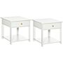 Homcom Bedside Table With Drawer And Bottom Shelf, Square Side End Table, White, Set Of 2