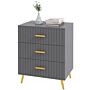 Homcom Bedroom Chest Of Drawers, Modern 3-drawer Dresser, Storage Drawer Unit With Aluminium Legs, Dark Grey