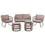 Garden Sofa Set Beige Cushions Faux Rattan Outdoor 4 Seater 2 Coffee Tables