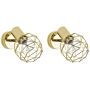 Set Of 2 Wall Lamps Gold Metal Cage Shade Adjustable Light Position Modern Scones