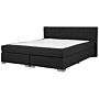 Eu Super King Size Divan Bed Black Fabric Upholstered 6ft Frame With Tufted Headboard And Mattress