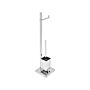 Toilet Paper And Brush Stand Silver Steel Freestanding Glossy Chrome Finish Modern Bathroom Accessories