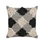 Scatter Cushion Beige And Black Cotton 50 X 50 Cm Geometric Pattern Handwoven Removable Cover With Filling