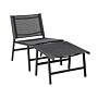 Garden Chair Black Textilene Seat Backrest Metal Frame With Footrest Modern Outdoor Patio Design