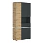 Luci 4 Door Tall Display Cabinet Rh (including Led Lighting) In Platinum And Oak