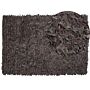 Area Rug Shaggy Brown Leather 140 X 200 Cm Shag Pile Rectangular Handcrafted