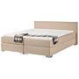 Eu Super King Size Continental Bed 6ft Beige Fabric With Pocket Spring Mattress