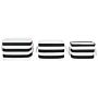 Set Of 3 Storage Baskets Polyester Cotton Black And White Laundry Bins Organization With Handles