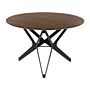 Round Dining Table Dark Wood With Black Mdf ⌀120 Cm Top Metal Industrial Legs