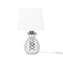 Decorative Table Lamp Silver With White Ceramic Glossy Base Pineapple Shape Polyester Shade Eclectic Design