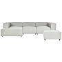 Modular Right Hand Sofa Grey Linen 3 Seater With Ottoman Sectional Corner Sofa With Black Legs