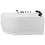 Whirlpool Bath White Sanitary Acrylic Led Illuminated Curved Left Hand Double 159 X 113 Cm Beliani