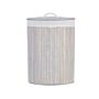 Storage Basket Light Grey Bamboo With Lid Laundry Bin Boho Practical Accessories